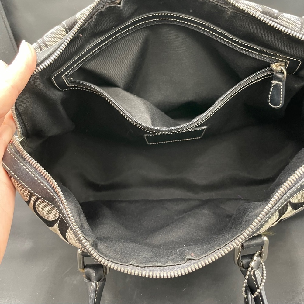 Coach Black and Gray Signature Print with Leather Accents - Picture 9 of 11